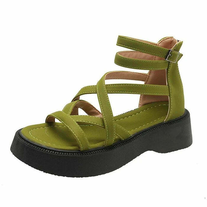 Goblincore Platform Sandals for Y2K Couples Outfits - Retro 2000s Grunge Style Footwear