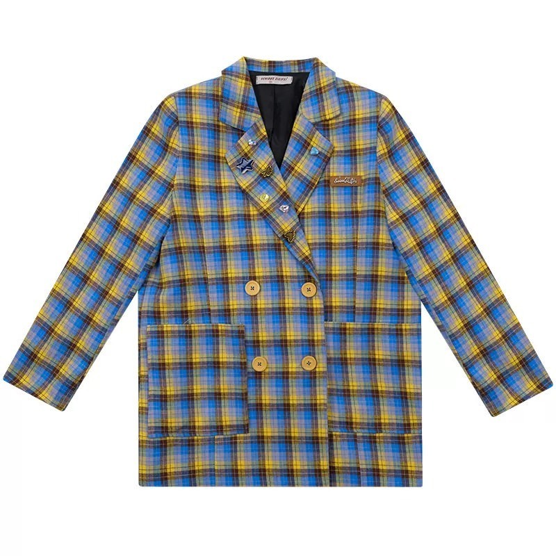 Good Manners Oversized Plaid Blazer - Trendy Y2K Fashion for a Retro Chic Look