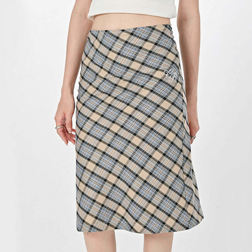 Gossip Goes Around Plaid Midi Skirt - Trendy Y2K Fashion Essential for Stylish Outfits