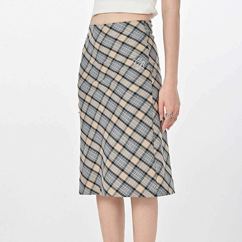 Gossip Goes Around Plaid Midi Skirt - Trendy Y2K Fashion Essential for Stylish Outfits