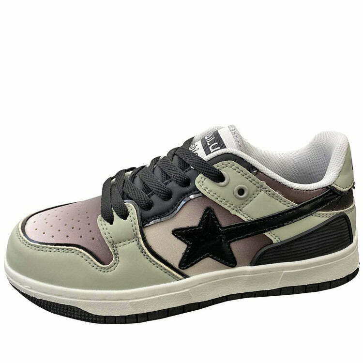 Gradient Grey Shooting Star Sneakers for Y2K Casual Outfits and Fashion Styles