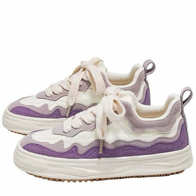 Gradient Wavy Aesthetic Sneakers for Y2K Grunge Fashion - Trendy Footwear for 2025