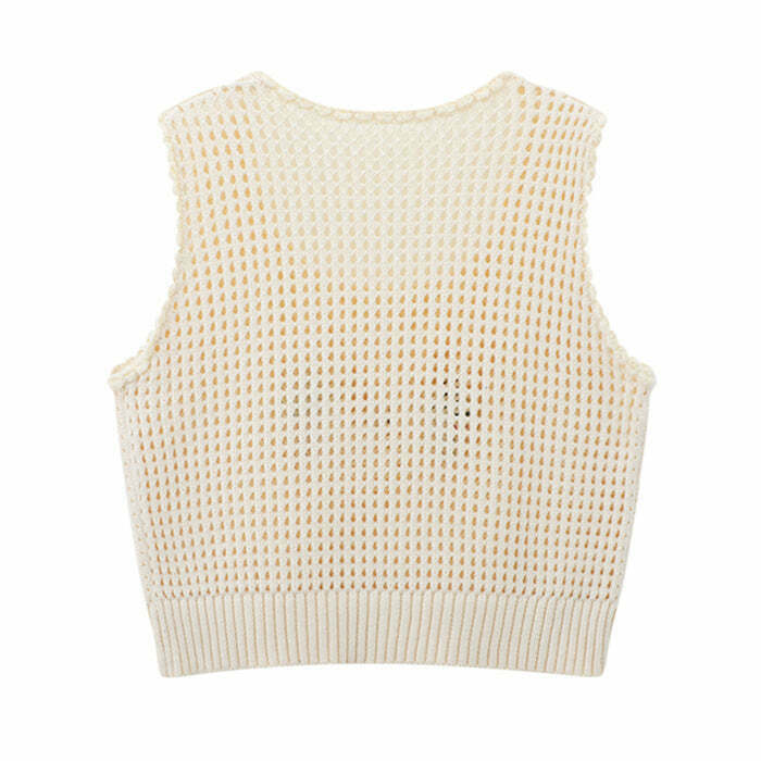 Grandmacore Cropped Knit Vest - Trendy Y2K Style for Fashion-Forward Outfits