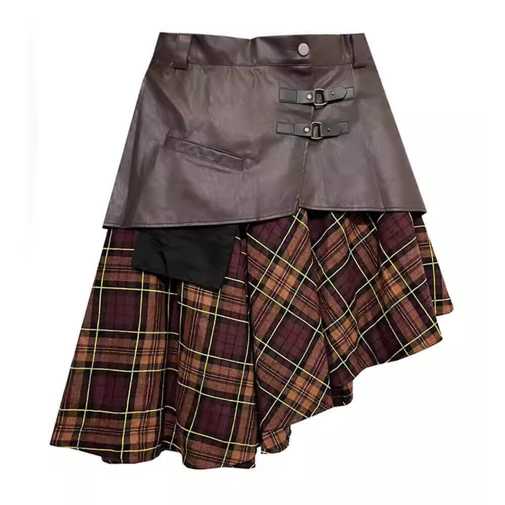 Grunge Asymmetrical Plaid Skirt for Y2K Style: Perfect for Street, Fall, and Party Outfits