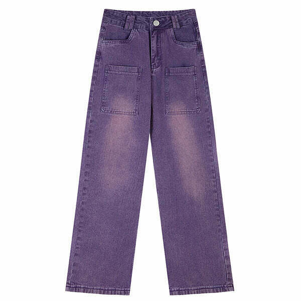 Grunge Purple Baggy Jeans for Y2K Fashion - Trendy 90s Style Grunge Jeans Outfits