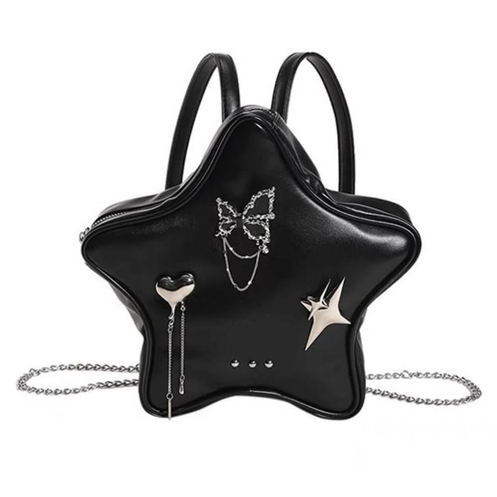 Grunge Star-Shaped Mini Backpack - Y2K Style Grunge Fashion for Trendy Outfits