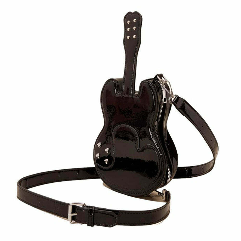 Guitar Shaped Crossbody Bag - Y2K Grunge Style for Trendy Outfits and Parties