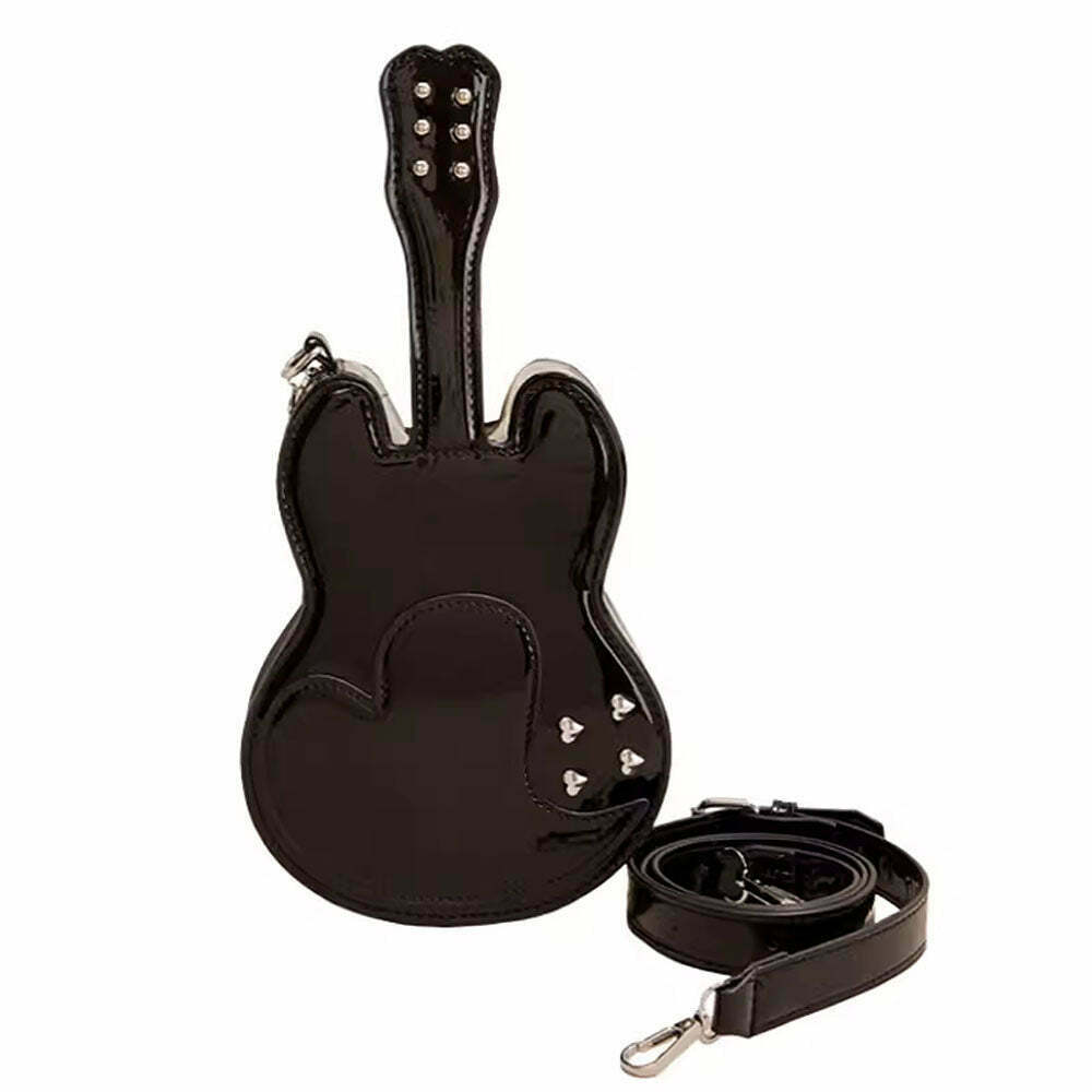 Guitar Shaped Crossbody Bag - Y2K Grunge Style for Trendy Outfits and Parties