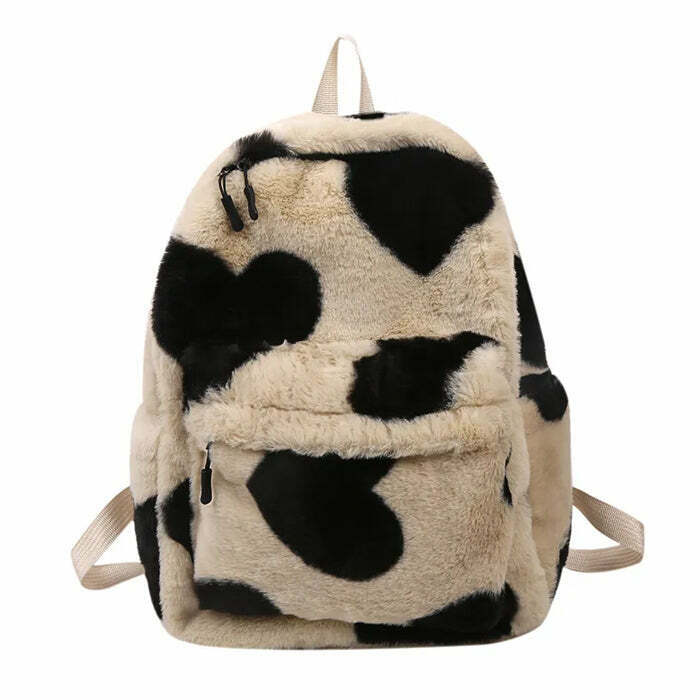 Heart Crush Fuzzy Backpack - Trendy Y2K Fashion Accessory for Casual 2000s Style Outfits