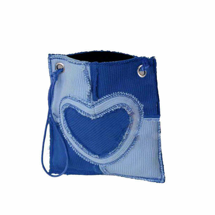 Heart Patchwork Purse - Trendy Y2K Fashion Accessory for Cyber and Grunge Styles