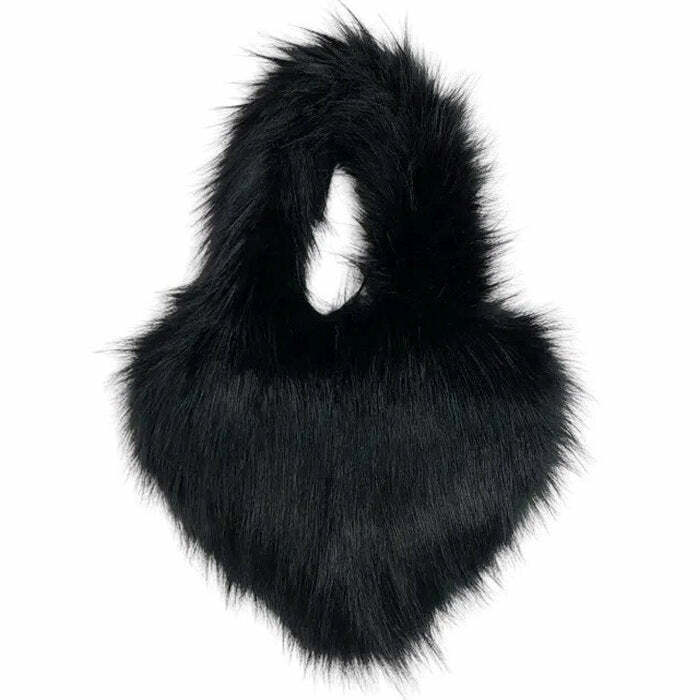 Heart Shape Fuzzy Handbag - Trendy Y2K Style Accessory for Fashion-Forward Looks