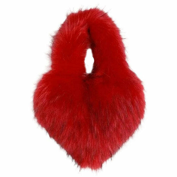 Heart Shape Fuzzy Handbag - Trendy Y2K Style Accessory for Fashion-Forward Looks