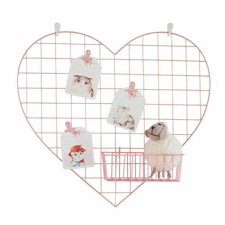 Heart-Shaped Grid Wall Organizer for Y2K Retro Futurism & Grunge Aesthetic Decor