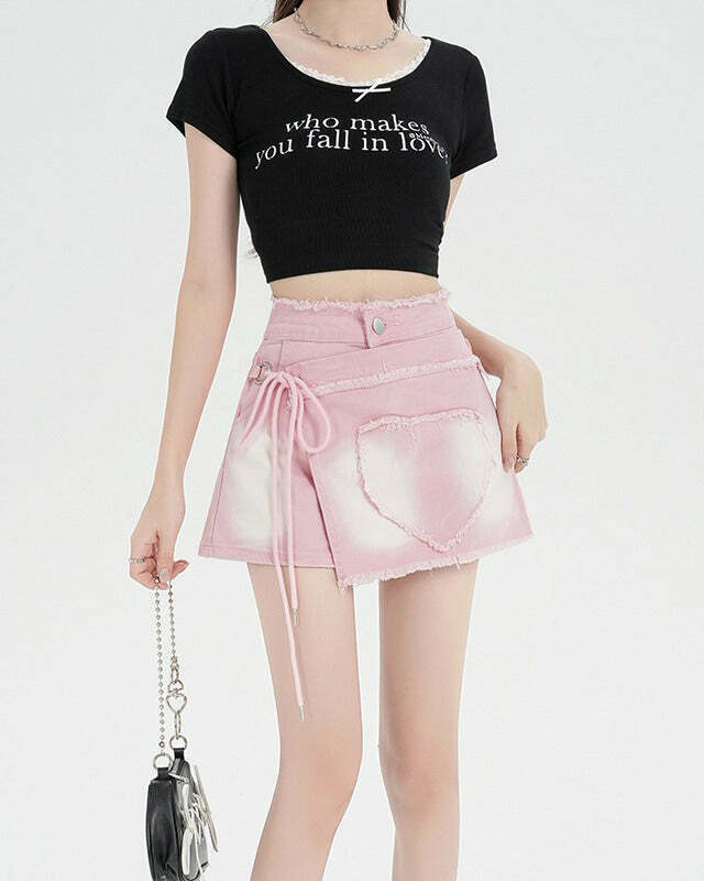 Heart Stealer Wrap Skort - Trendy Y2K Style for Women | Grunge & 2000s Fashion Must-Have