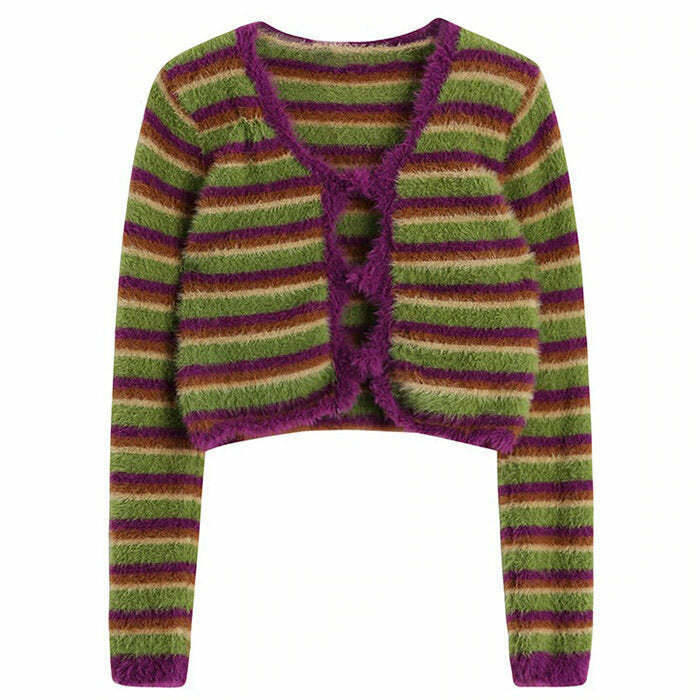 Indie Kid Fuzzy Cardigan - Trendy Y2K Grunge Fashion for Stylish Outfits