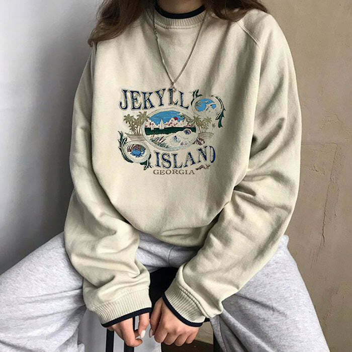 Jekyll Island Sweatshirt - Y2K Graphic Style for Trendy Grunge and Fashion-Inspired Looks