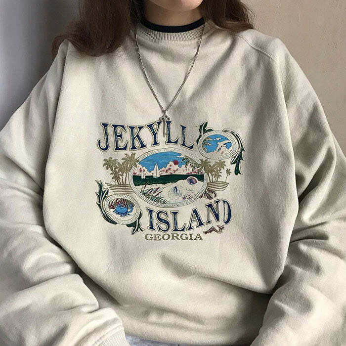 Jekyll Island Sweatshirt - Y2K Graphic Style for Trendy Grunge and Fashion-Inspired Looks