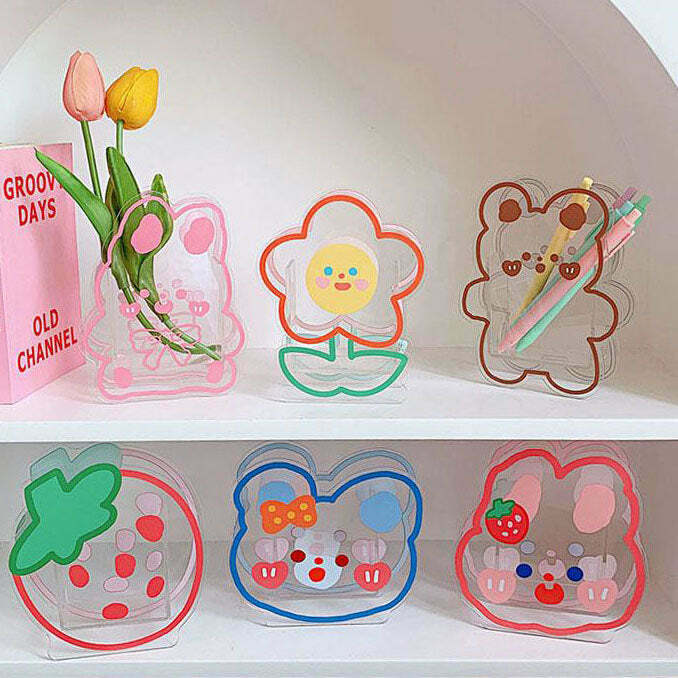 Kawaii Aesthetic Acrylic Vases for Y2K Fashion Lovers - Trendy Home Decor & Accessories