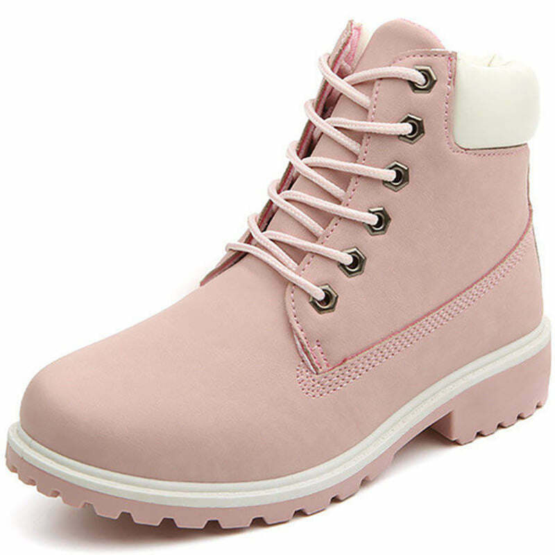 Lace Up Pink Flat Boots for Y2K Style: Trendy Grunge Footwear for Cyber Fashion Lovers