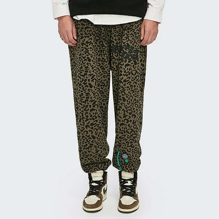 Leopard Print Wide Pants for Women - Trendy Y2K Fashion Outfit in Grunge Style