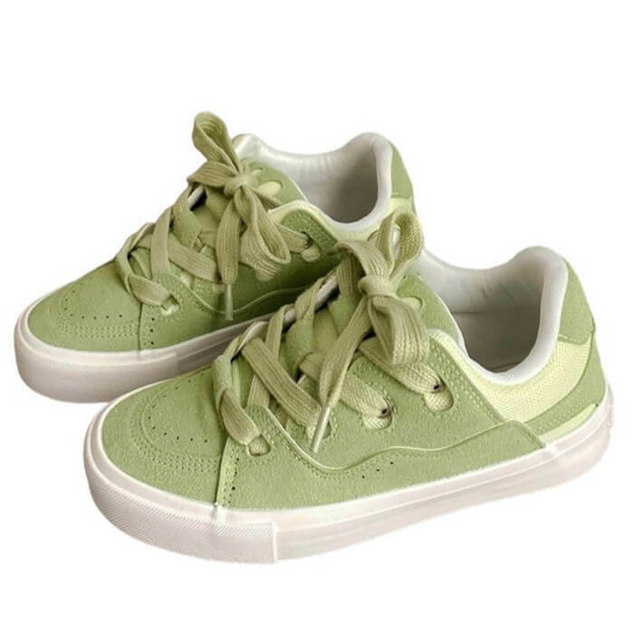 Light Green Skater Sneakers for Y2K Baddie Style and Grunge Outfits - Trendy Footwear