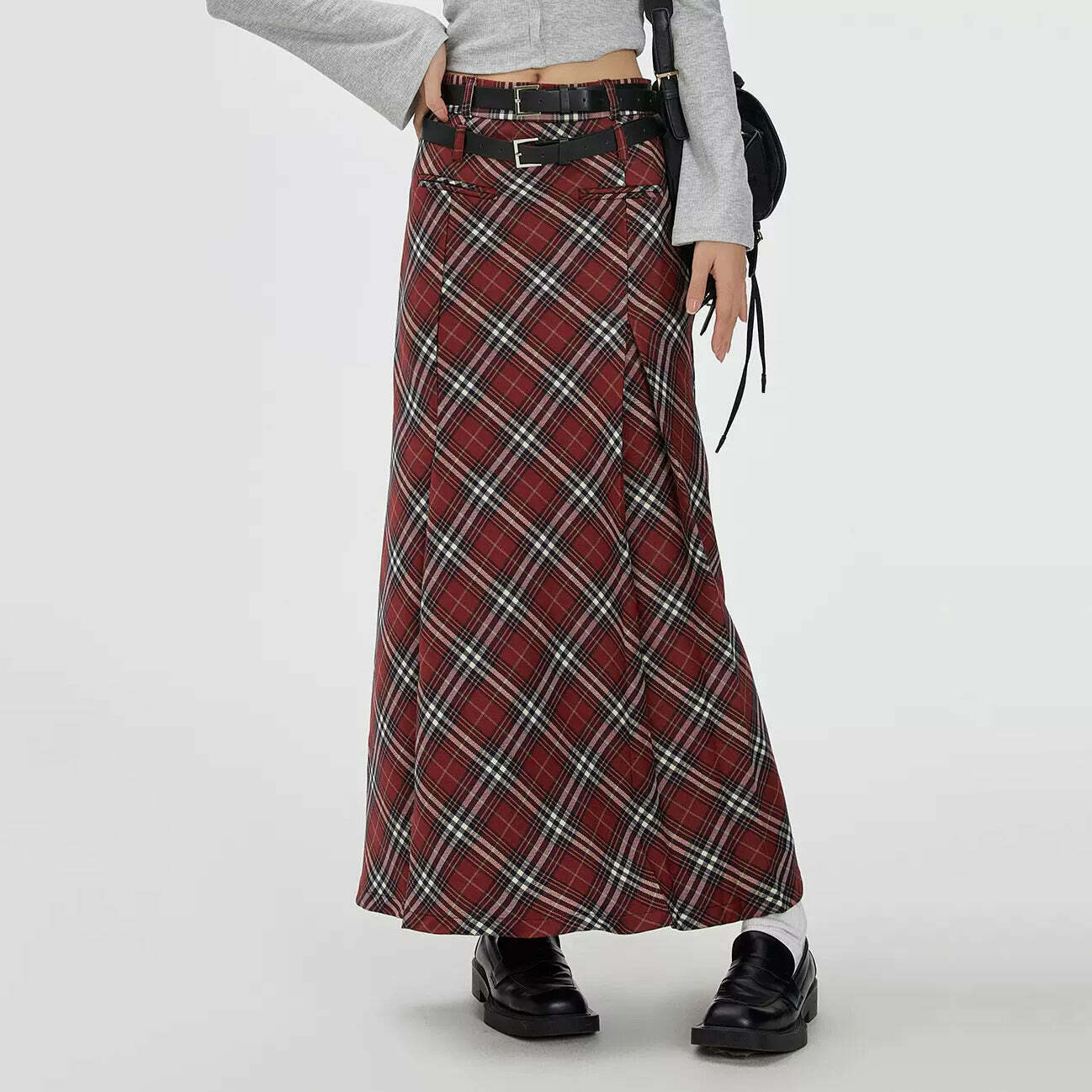 London Bridge Plaid Maxi Skirt - Y2K Grunge Fashion Essential for Fall Outfits