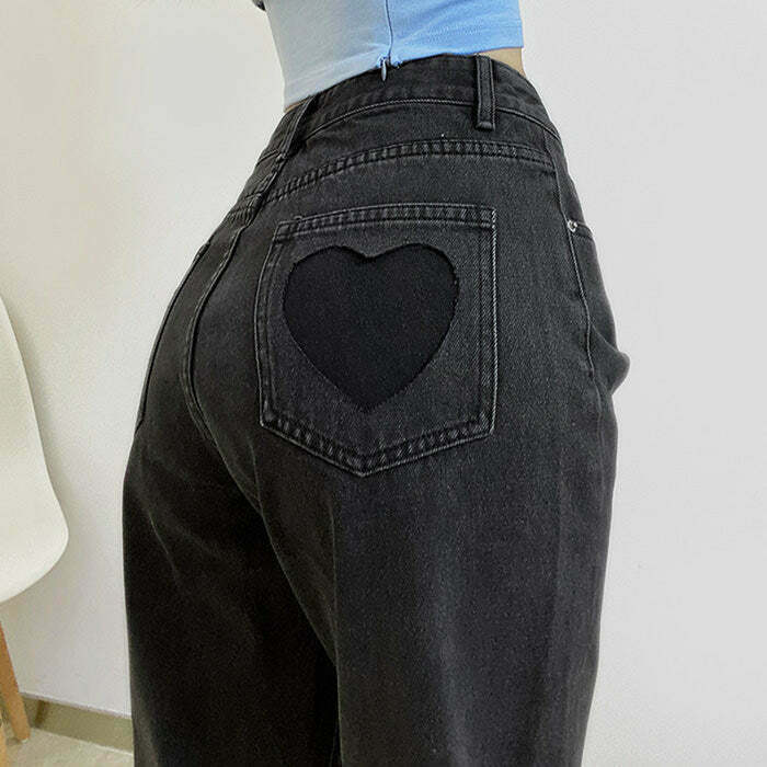 Love Bites Gradient Jeans - Trendy Y2K Style Denim for Grunge and Fashion Enthusiasts