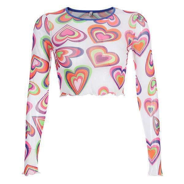 Love Bites Hot Pink Asymmetrical Mesh Top - Trendy Y2K Fashion for Street Style Enthusiasts