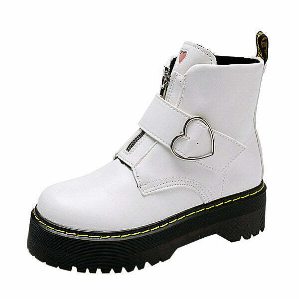 Love Bites White Boots - Trendy Y2K Fashion Footwear for Stylish 2000s-Inspired Looks