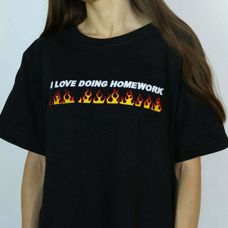 Love Doing Homework Tee - Trendy Y2K Style for Men | Grunge & Neon Y2K Outfits 2025