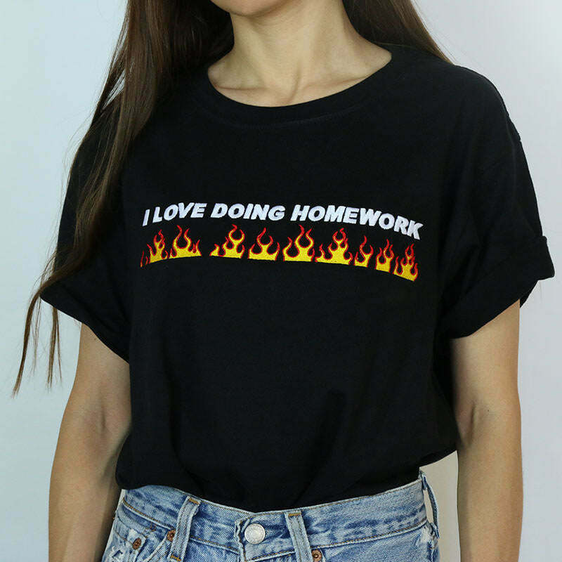 Love Doing Homework Tee - Trendy Y2K Style for Men | Grunge & Neon Y2K Outfits 2025