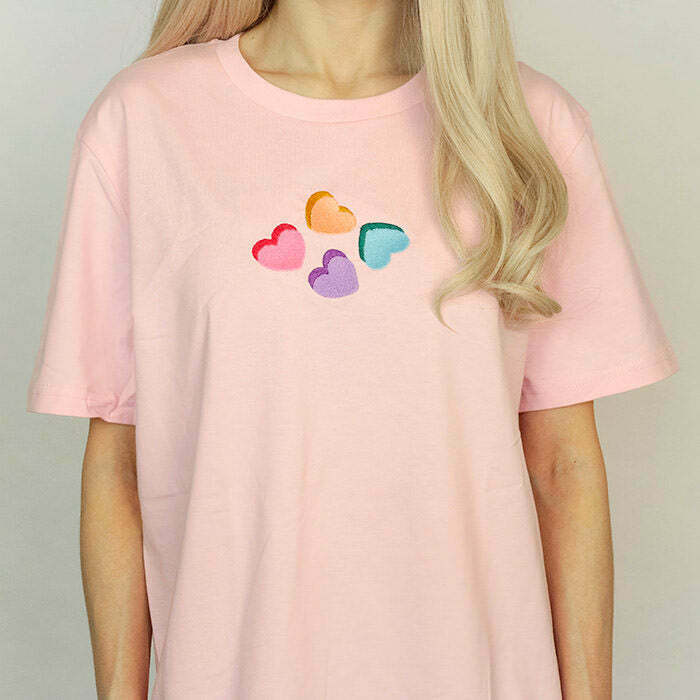 Love Hearts Candy T-Shirt - Trendy Y2K Style Tee for Modern Fashion Enthusiasts