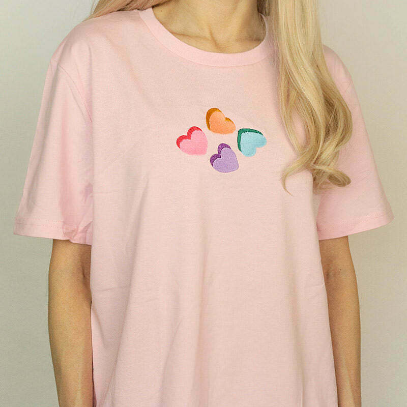 Love Hearts Candy T-Shirt - Trendy Y2K Style Tee for Modern Fashion Enthusiasts