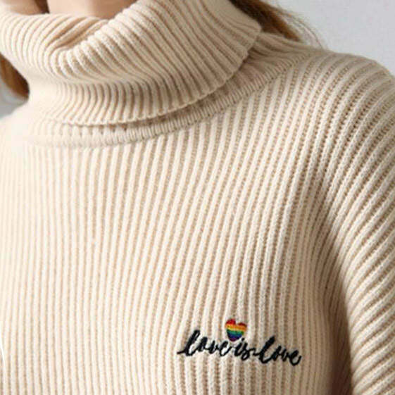 Love is Love High Neck Jumper - Trendy Y2K Fashion for Grunge and Girly Styles