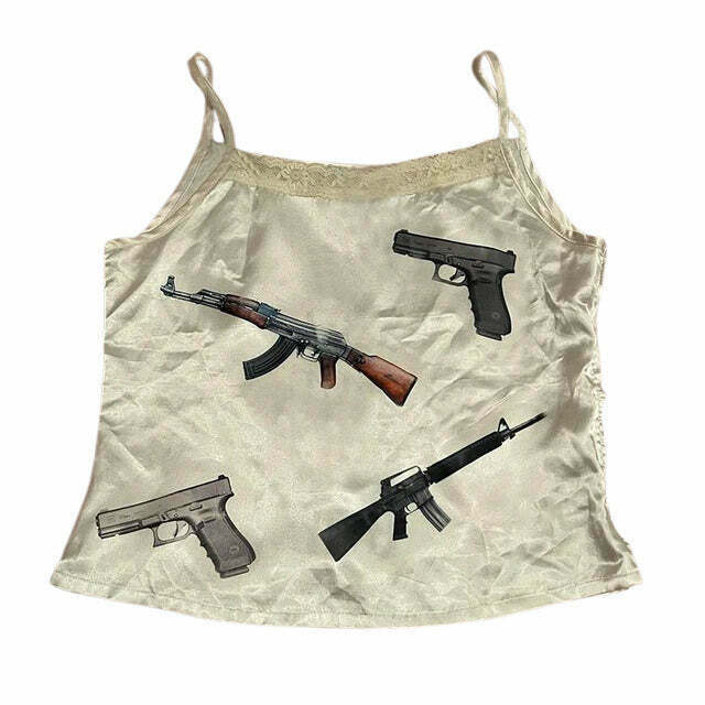 Love Roulette Gun Tank Top in White - Trendy Y2K Fashion for Stylish Outfits