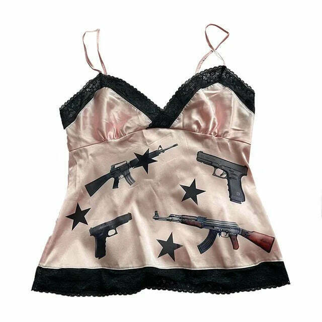 Love Roulette Pink Gun Tank Top - Y2K Grunge Fashion for Trendy Outfits in 2024