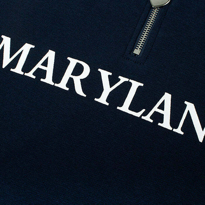 Maryland Zip Up Sweatshirt - Y2K Grunge Style for Casual Outfits and Cyber Fashion