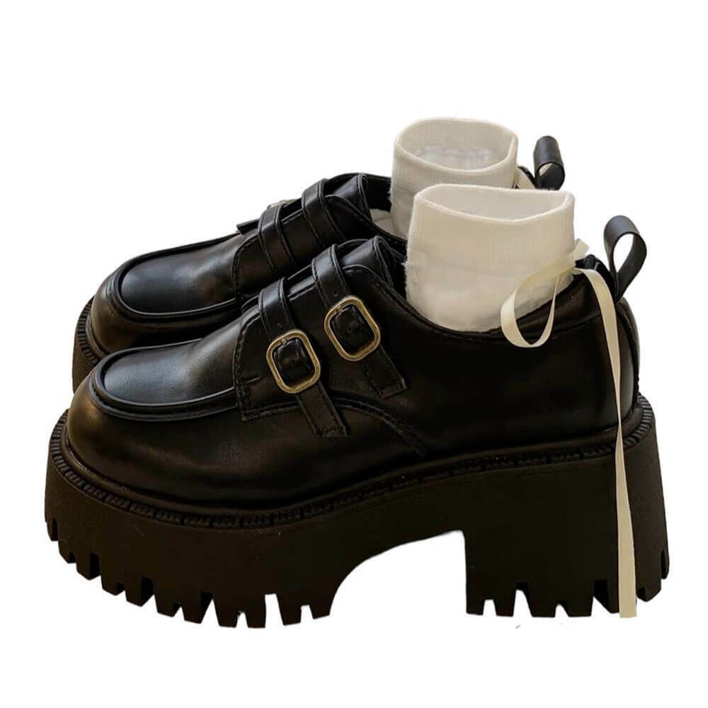 Münster Buckle Platforms: Trendy Y2K Fashion for Stylish Kids and Women in Baggy Outfits