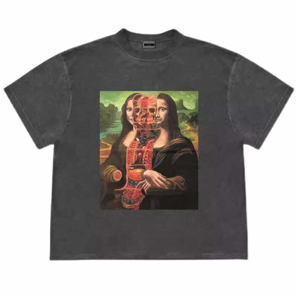 Mona Lisa Graphic Tee - Retro Y2K Aesthetic Fashion for Trendy Women’s Outfits