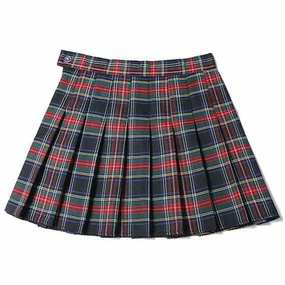 Multicolor Plaid Skirt for Women - Y2K Style Grunge Fashion Piece for Fall Outfits