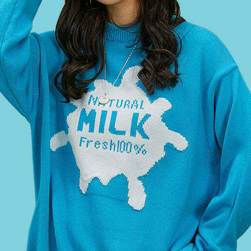 Natural Milk Knit Sweater - Trendy Y2K Fashion for Retro Futurism and Baddie Outfits