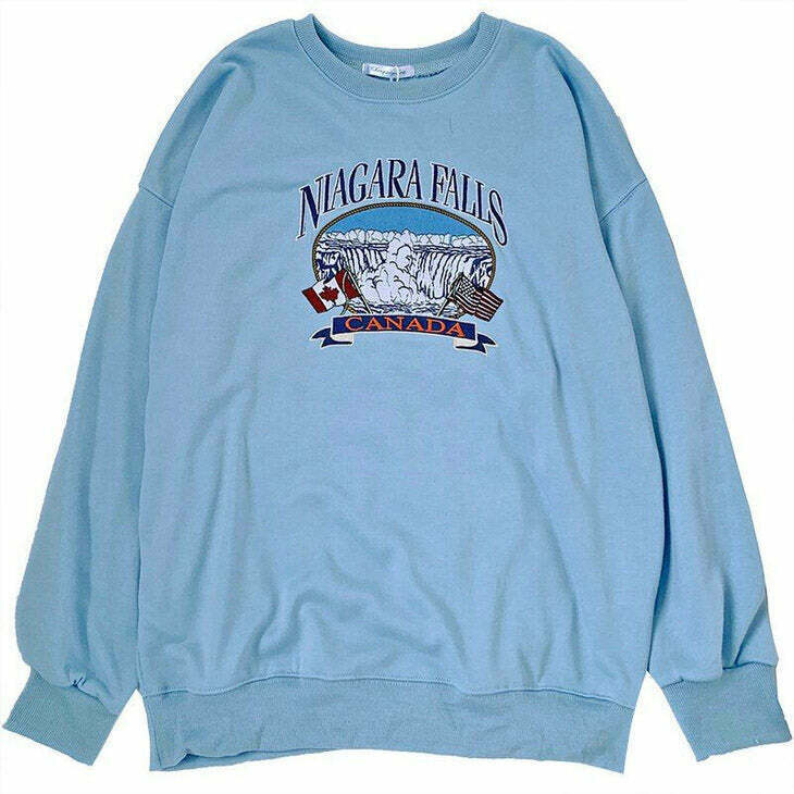 Niagara Falls Embroidery Sweatshirt - Trendy Y2K Fashion for Hip Hop and Grunge Styles