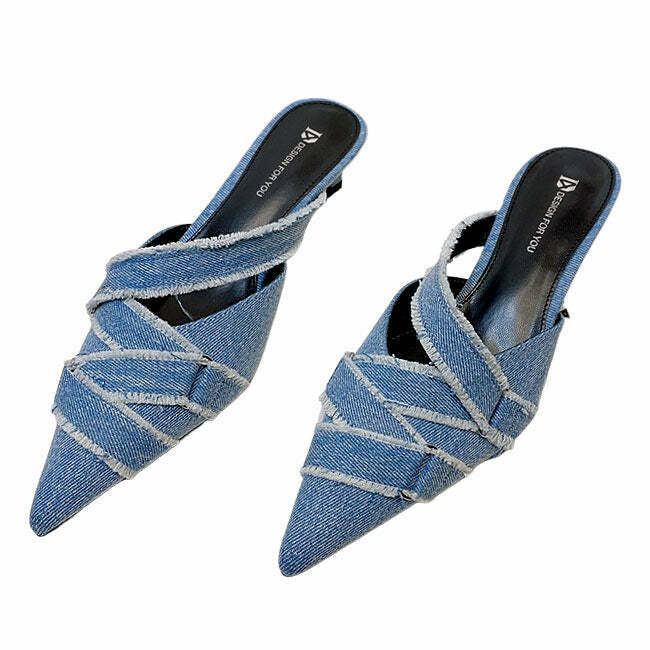 Nostalgic Denim Mules for Y2K Fashion: Trendy Thong Style & Elegant Outfits