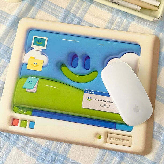 Nostalgic Windows XP Smile Mouse Mat for Y2K Fashion Lovers and K-Pop Enthusiasts