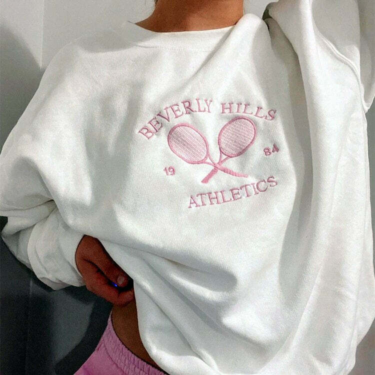 Old Money Aesthetic Tennis Sweatshirt - Preppy Style for Timeless Elegance and Comfort