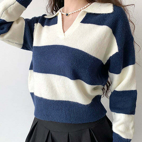 Old Money Striped Pullover - Trendy Y2K Fashion for Stylish Outfits and Club Looks