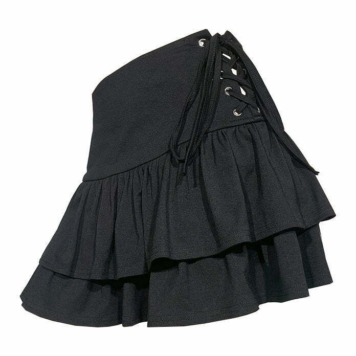 One And Only Lace Up Skirt - Y2K Grunge Fashion for Street Style and Goth Outfits