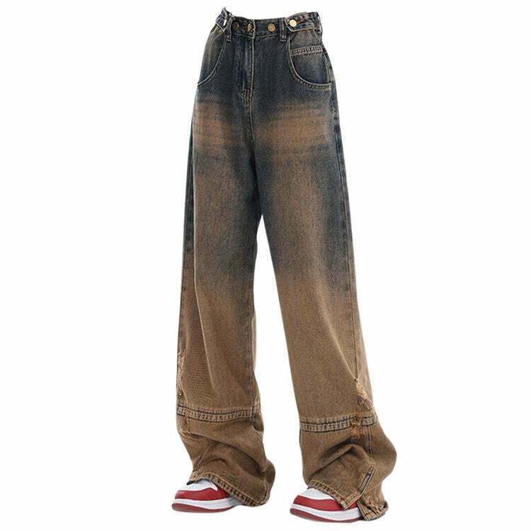 One Way Ticket Brown Aesthetic Jeans for Trendy Y2K Fashion and Stylish Outfits