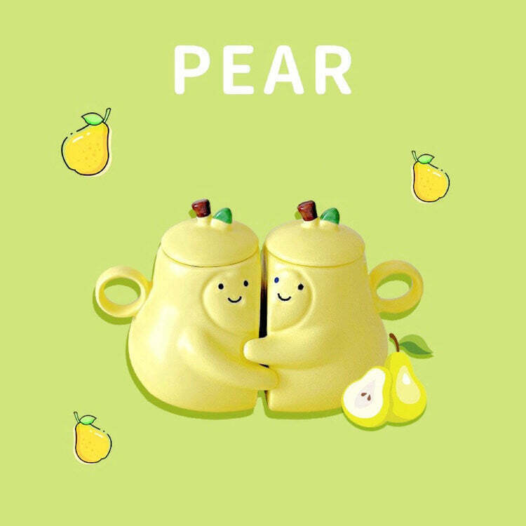 Pair of Pear-Shaped Couple Mugs - Trendy Y2K Fashion for Stylish Couples