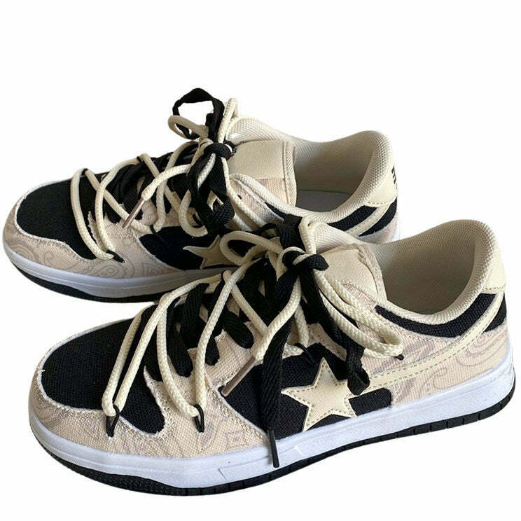 Paisley Shooting Star Sneakers for Y2K Style: Trendy Drip for Grunge and Tomboy Fashion